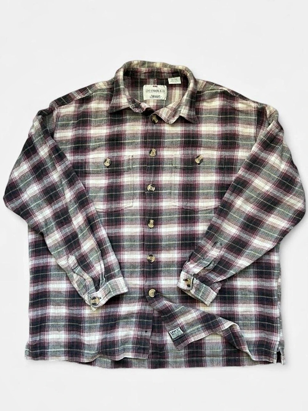 Vintage Levi's Shadow Plaid Flannel Shirt XL